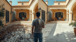 Ankunft an einer Immobilie zur Objektkontrolle und Betreuung.